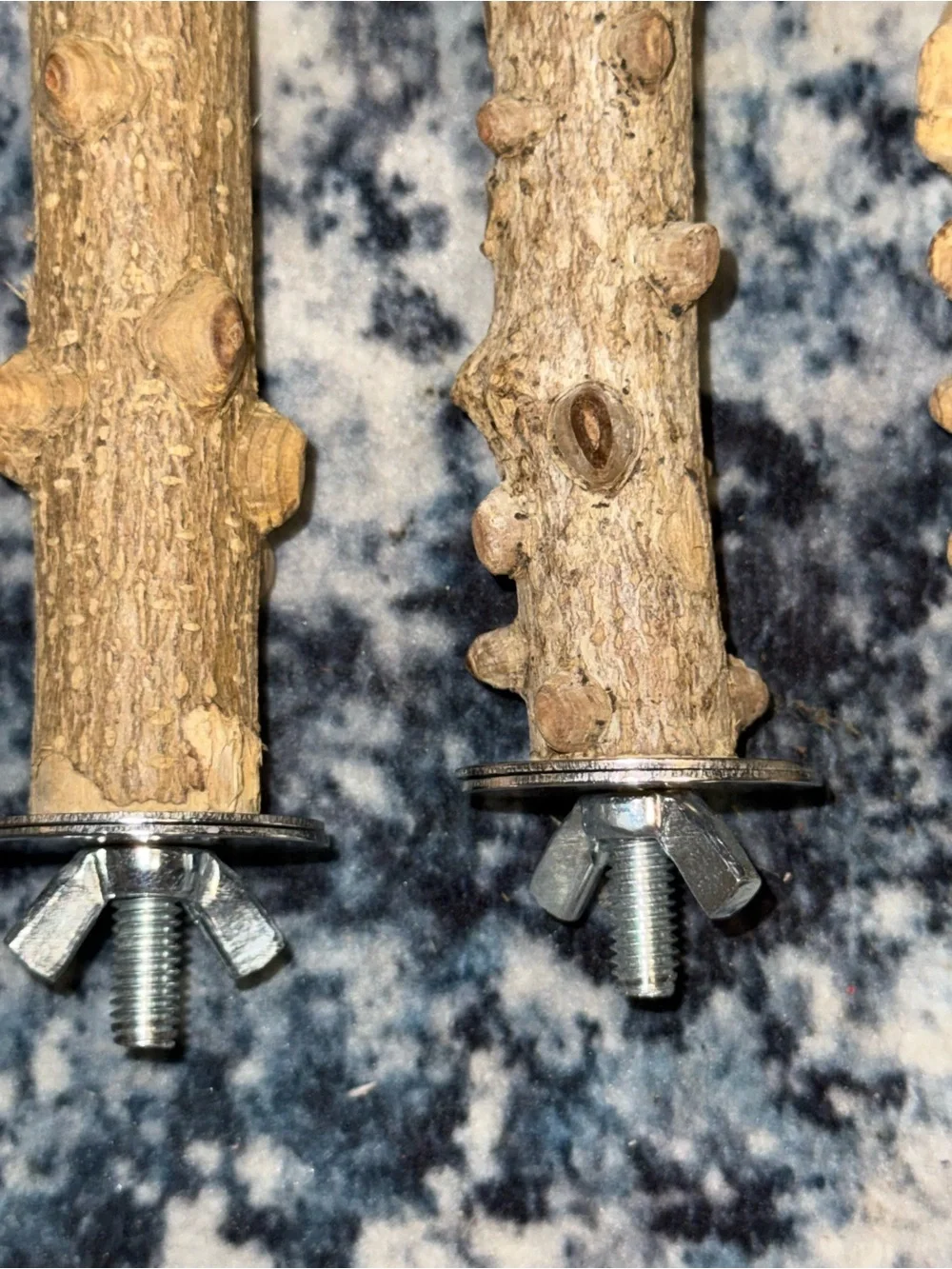 Set of 4 Natural Wood Bird Cage Perches Branch Perches